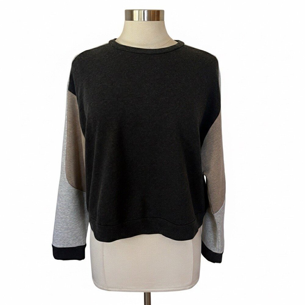 Brunello Cucinelli Sweatshirt M Womens Gray Colorblock Cotton Italy Quiet Luxury - Picture 2 of 8